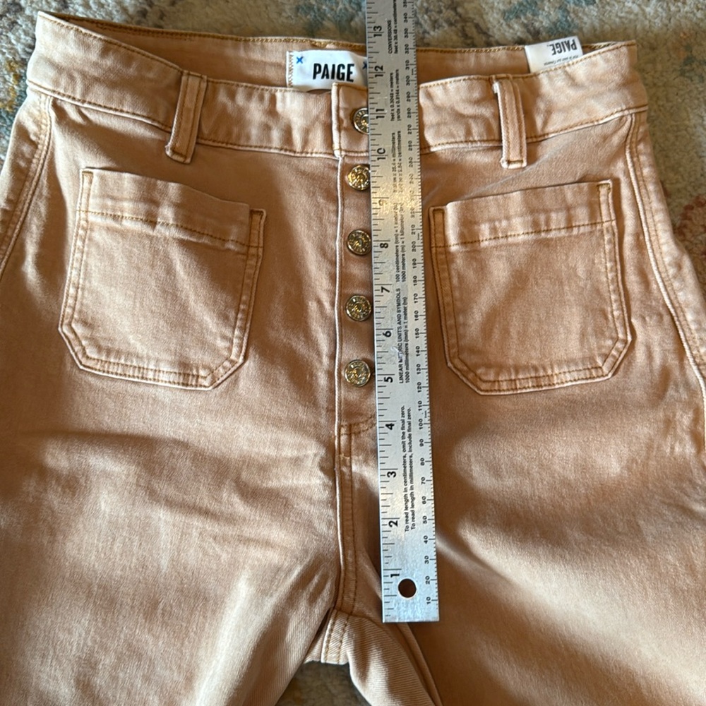 PAIGE Anessa Wide Leg Cropped Jeans Size 28 Tan - Picture 14 of 16
